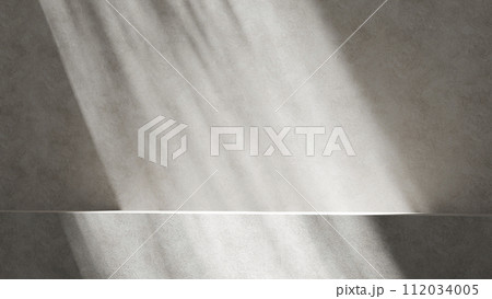 A background rich in shading that you can use in your designs. Textured walls and podium with sunlight shining through. 112034005