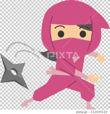 Image illustration of a female ninja throwing shuriken 112034110
