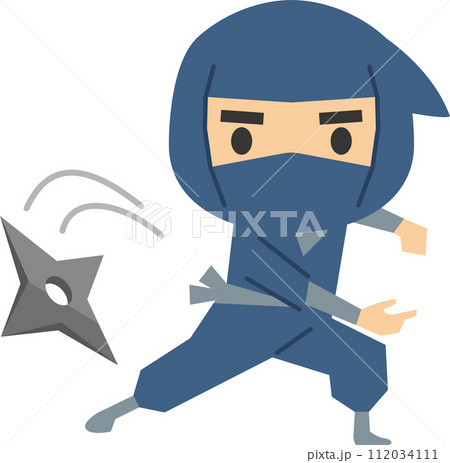 手裏剣を投げている忍者のイメージイラストのイラスト素材