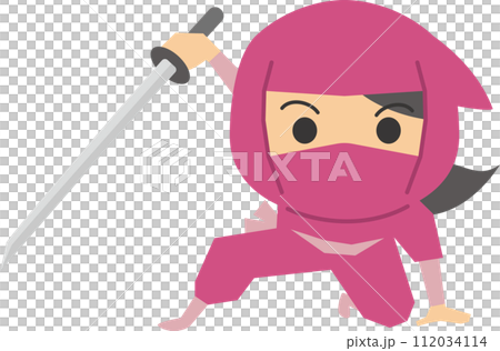 Image illustration of a female ninja holding a sword Image illustration of a female ninja holding a sword 112034114