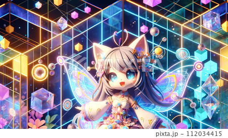 お花畑のネコ妖精：次元舞台：長方形の奇跡 112034415