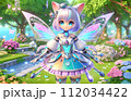 バーチャルアシスタント：お花畑でポーズする妖精：長方形の奇跡 112034422