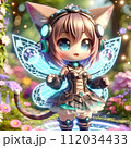 お花畑で気合を入れる猫妖精 112034433