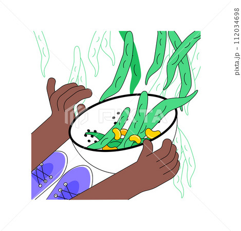 Beans growing isolated cartoon vector illustrations. Farmer growing beans, agriculture industry, harvesting process, processing-manufacturing sector, legumes production vector cartoon. Beans growing isolated cartoon vector illustrations. Farmer growing beans, agriculture industry, harvesting process, processing-manufacturing sector, legumes production vector cartoon. 112034698