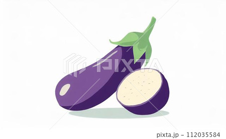 なす　白背景 112035584