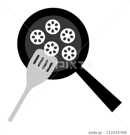 レンコンを炒めているイラスト 112035766