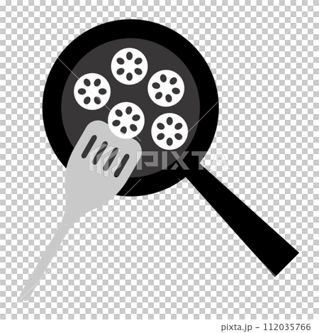 レンコンを炒めているイラスト 112035766