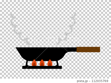 Illustration of heating a frying pan 112035769