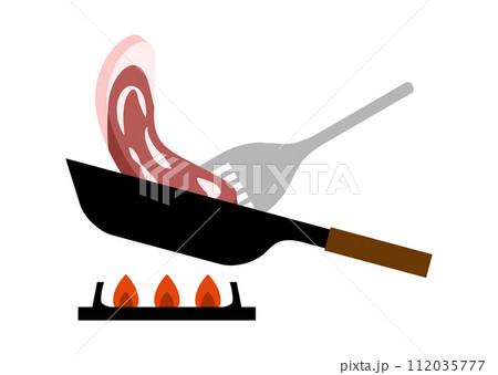 肉を焼いているイラスト 112035777