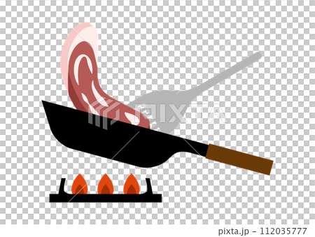 肉を焼いているイラスト 112035777