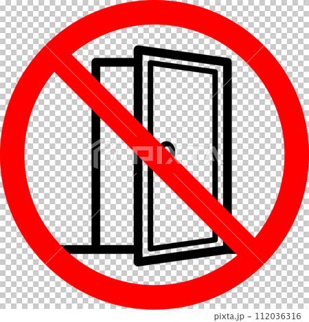 開門及禁止標誌，嚴禁開啟 112036316