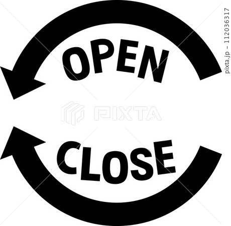 左回り・右回りの矢印とOPEN・CLOSEの文字 左回り・右回りの矢印とOPEN・CLOSEの文字 112036317
