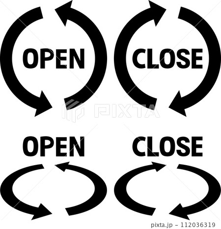 OPEN、CLOSEの文字と循環する矢印 112036319