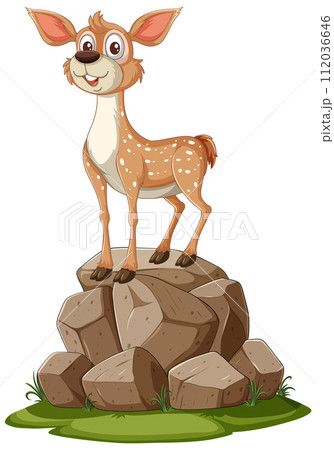 Cheerful Deer on a Rocky Outcrop 112036646