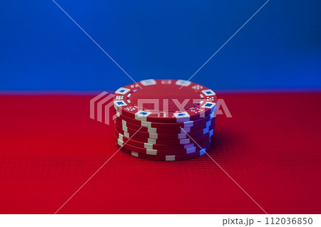 AI-generated content. Bright colorful casino chips. Neural network AI generated art 112036850