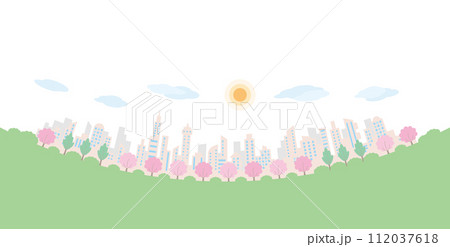 桜の咲く街並み. 春の街並み. 112037618