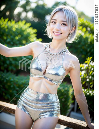 【AI画像】笑顔を振り撒く若い女性 112037637