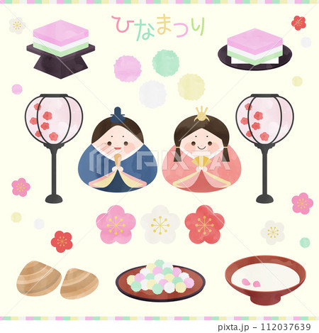 ひな祭りイラストセット 112037639