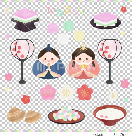 ひな祭りイラストセット 112037639