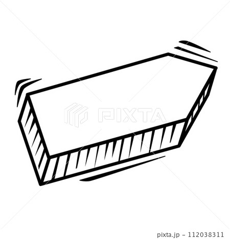 3d Vector abstract arrow. Hand drawn geometric curved pointer right. Isolated doodle for design. 112038311