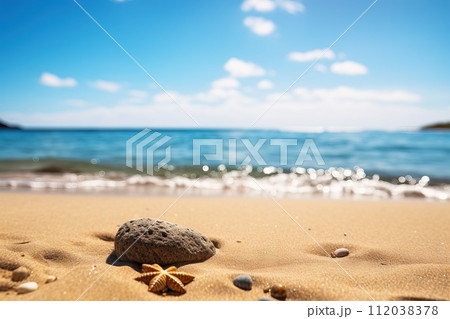 AI-generated content. vibrant display of multi-colored stones in a beach Generative AI 112038378