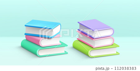 Paper books in stack. Realistic 3d vector 112038383
