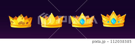 Gold crown icon for game ui level rank design. 112038385