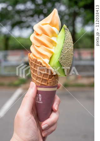 赤肉メロンのソフトクリーム 赤肉メロンのソフトクリーム 112038413