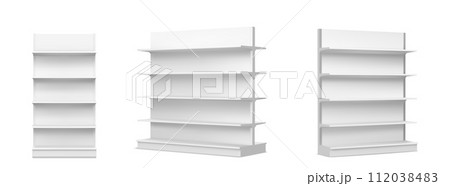 White empty supermarket shelf mockup White empty supermarket shelf mockup 112038483