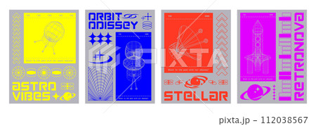 Space exploration poster design template in y2k Space exploration poster design template in y2k 112038567