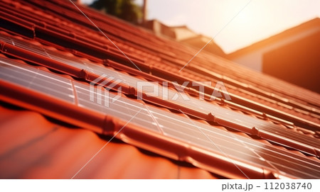 AI-generated content. Solar panels on the roof. Neural network AI generated art AI-generated content. Solar panels on the roof. Neural network AI generated art 112038740
