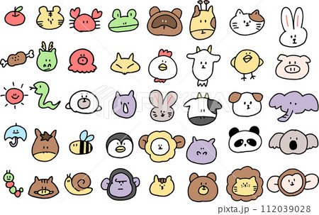 ゆるくてかわいい動物のイラストアイコンセット 112039028