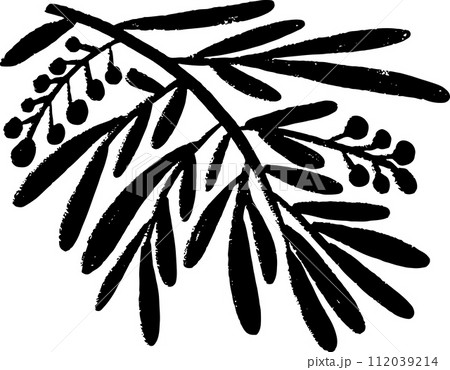 Simple Chalk Grunge Branch with Round Flowers 112039214