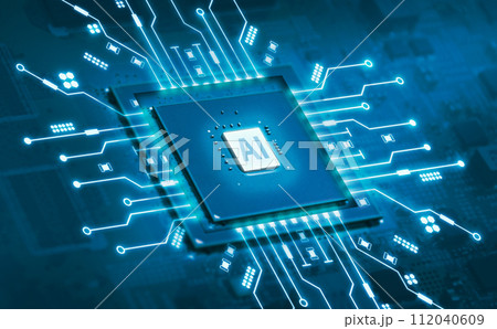 Artificial intelligence AI and machine learning concept. Computer processor chip 112040609