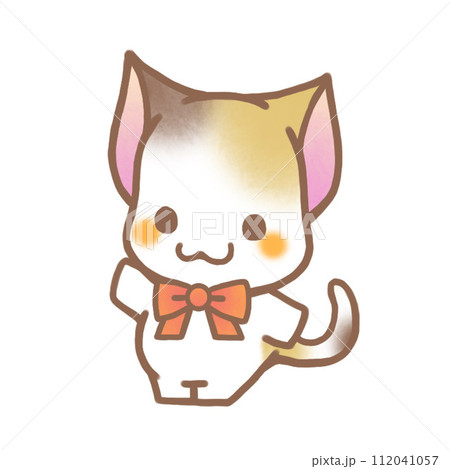 リボンを着ける三毛猫 112041057