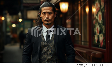 暴力団・ヤクザ・ギャングのボス・組長（スーツ・中年・40代） 112041980