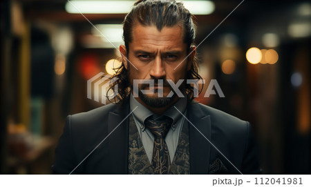 暴力団・ヤクザ・ギャングのボス・組長（スーツ・中年・40代） 112041981