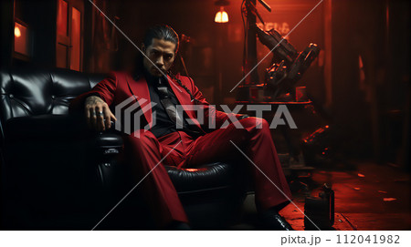 暴力団・ヤクザ・ギャングのボス・組長（スーツ・中年・40代） 112041982