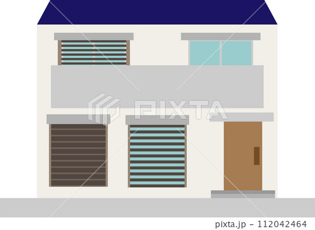 ブラインドシャッターのある家のイメージ素材 112042464