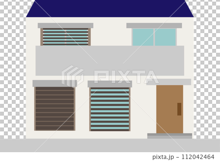ブラインドシャッターのある家のイメージ素材 112042464