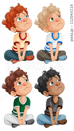 Four Boys Expressing Different Emotions 112043119