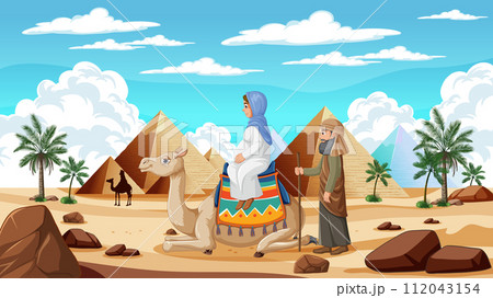 Desert Journey with Camels and Pyramids Desert Journey with Camels and Pyramids 112043154