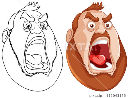 Expressive Cartoon Faces Showing Angerのイラスト素材 [112043156] - PIXTA