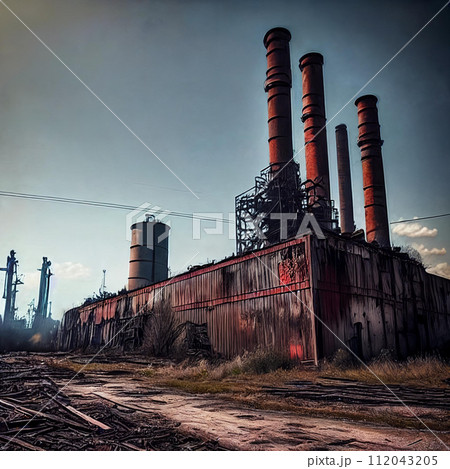Industrial Decay. Industrial area in decay, with abandoned factories 112043205