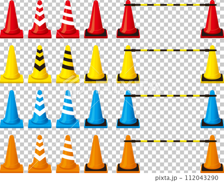 Illustration set of three-dimensional color cones 112043290