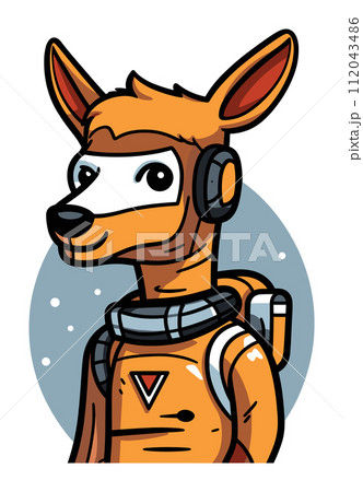 Kangaroo astronaut character space suit headphones. Cartoon marsupial cosmic explorer vector illustration Kangaroo astronaut character space suit headphones. Cartoon marsupial cosmic explorer vector illustration 112043486