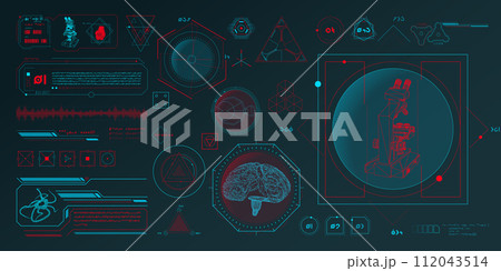 Vector data elements for sci-fi interface infographics. Vector data elements for sci-fi interface infographics. 112043514