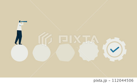 変化の様子を望遠鏡でのぞく男性。円形は変化してギアになっています。 112044506