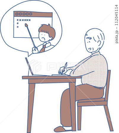 オンラインで勉強するお年寄り オンラインで勉強するお年寄り 112045114