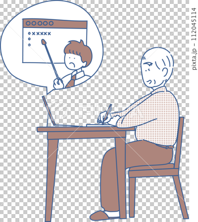 オンラインで勉強するお年寄り オンラインで勉強するお年寄り 112045114